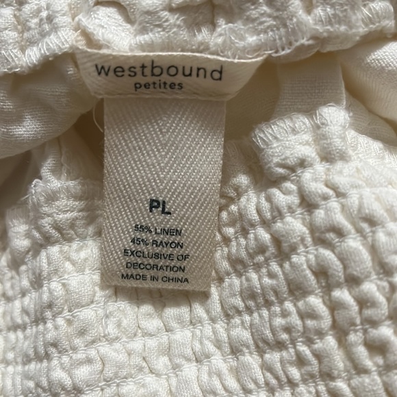 Westbound Womens Linen Blend Pull On Capri Pant White Ivory Elastic Waist Petite - Picture 11 of 12